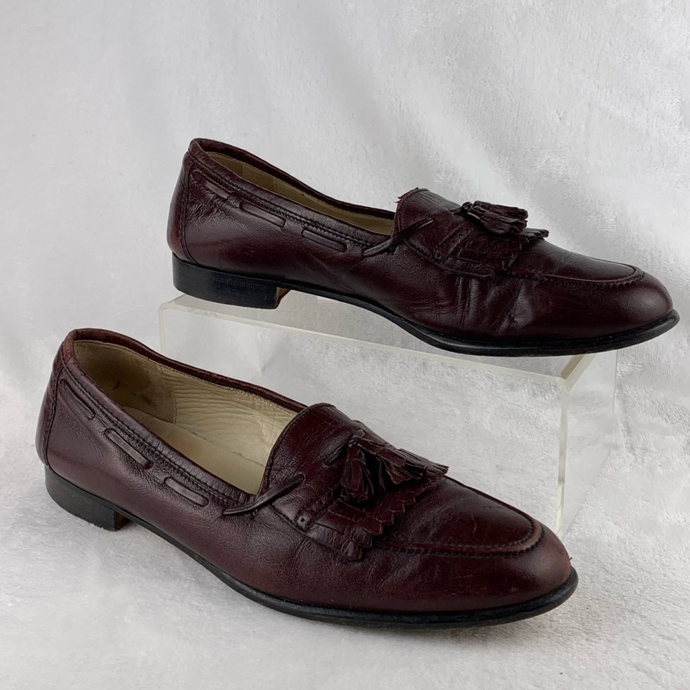 Johnston &‎ Murphy Mens Brown Leather Tassel Dress Shoes Loafers Size 9.5 Narrow